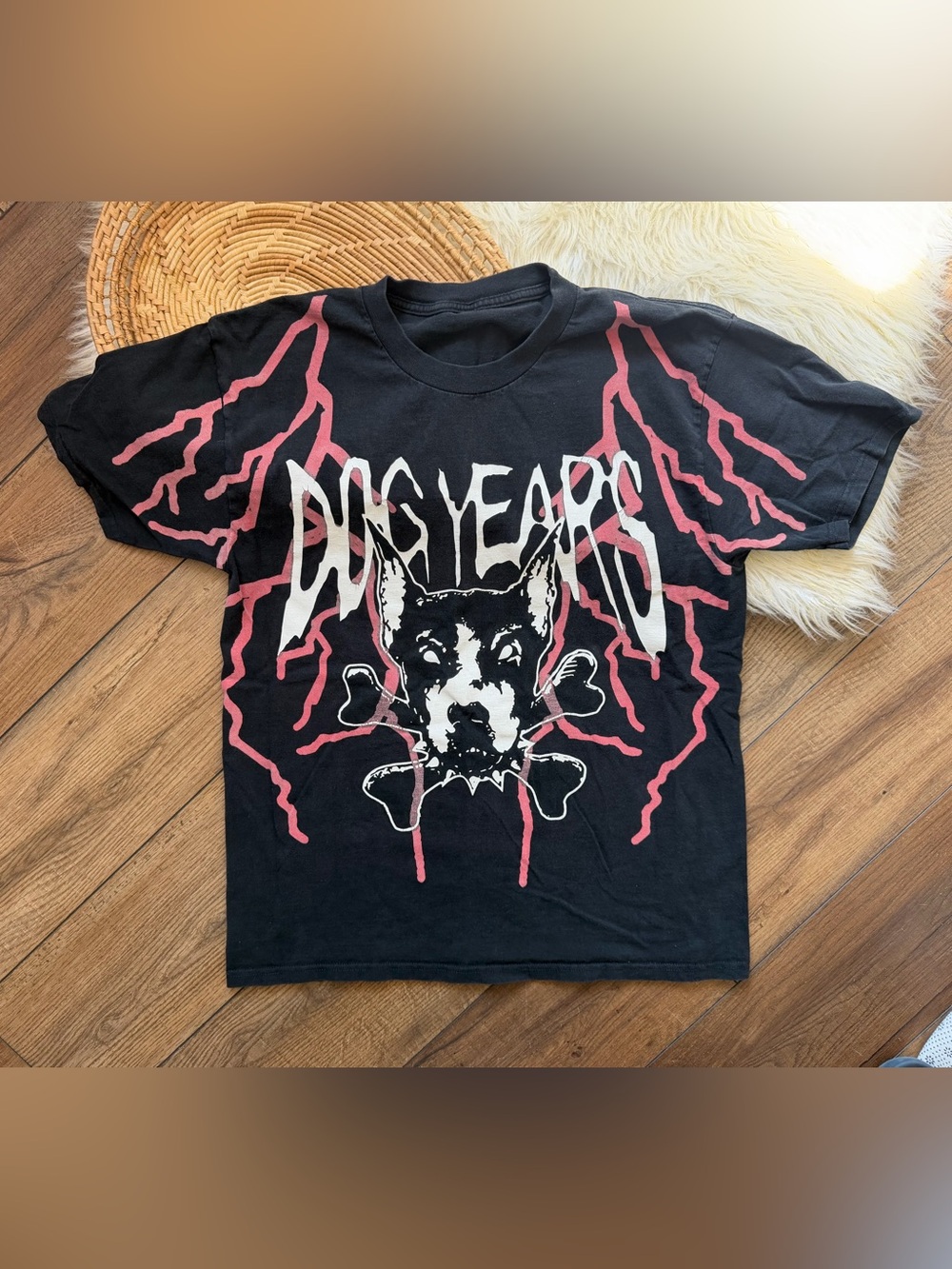 Vintage Y2K Zillakami Dog Years Black Red Lightening Graphic T-Shirt Size Large